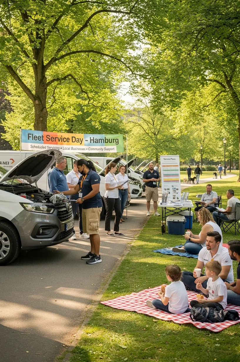 Moderne Autowerkstatt mit Hebebühne und spezialisierten Werkzeugen für regelmäßige Servicearbeiten an Nutzfahrzeugen.